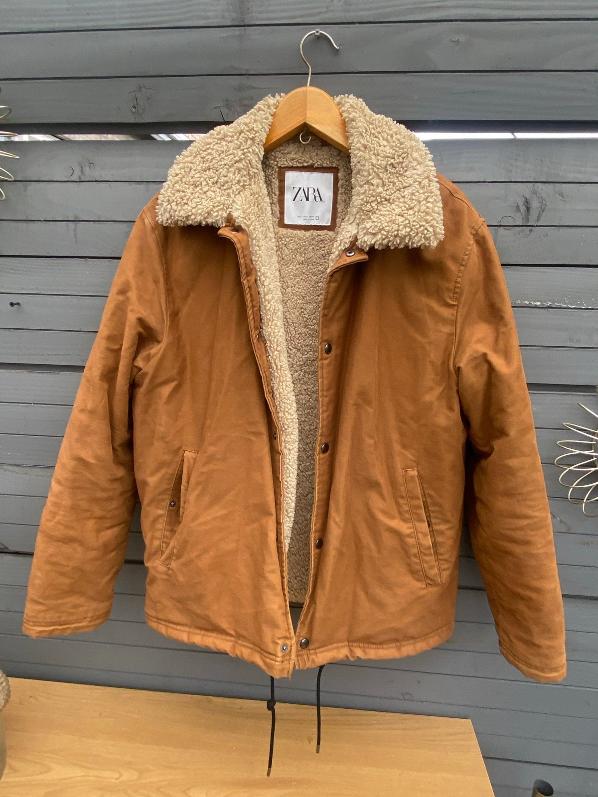 Zara jas met teddy voering - Maat L, Verzenden, Zo goed als nieuw, Maat 52/54 (L), Bruin
