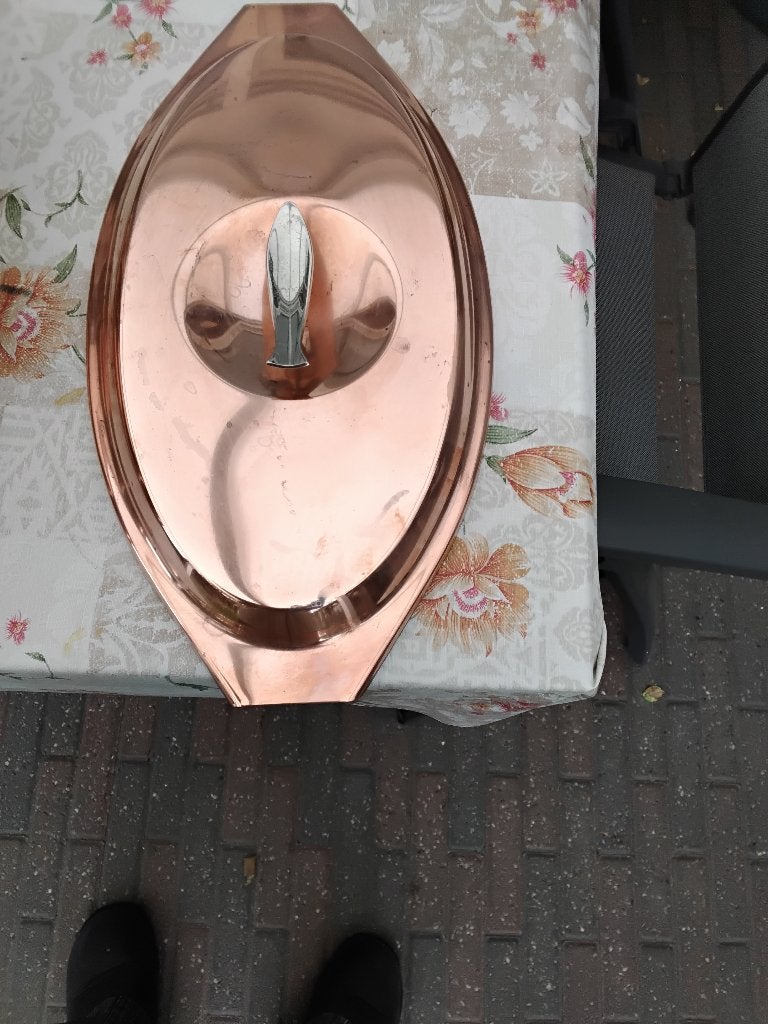 ovale vispan, Koper, Braadpan, Met deksel, Ophalen of Verzenden