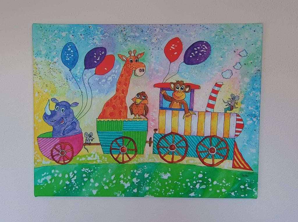 Kinderschilderij canvas, Ophalen, Zo goed als nieuw, Wanddecoratie