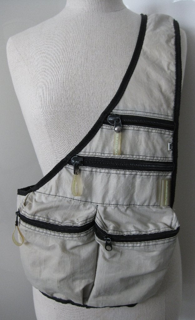 Bagsac Travel Body Bag beige zeildoek met zwarte ritsen, 40 tot 60 cm, 20 tot 30 cm, Beige, Ophalen of Verzenden