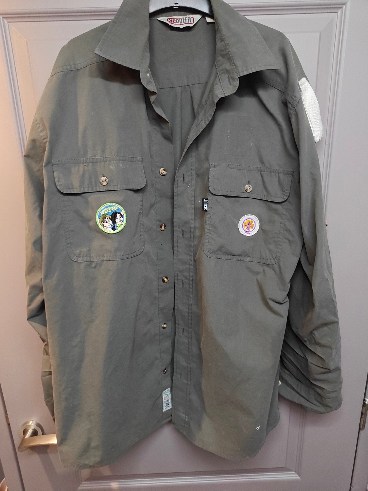 Scoutfit Scout blouse maat L met badges waterscouting, Ophalen of Verzenden, Zo goed als nieuw, Kleding