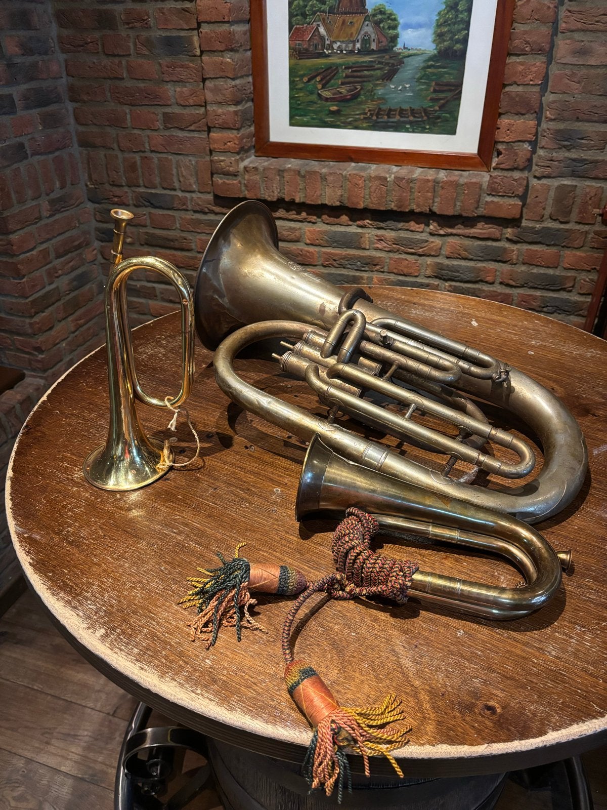 Vintage Trompetten en Bariton - Decoratief Set, Ophalen, Gebruikt, Overige typen