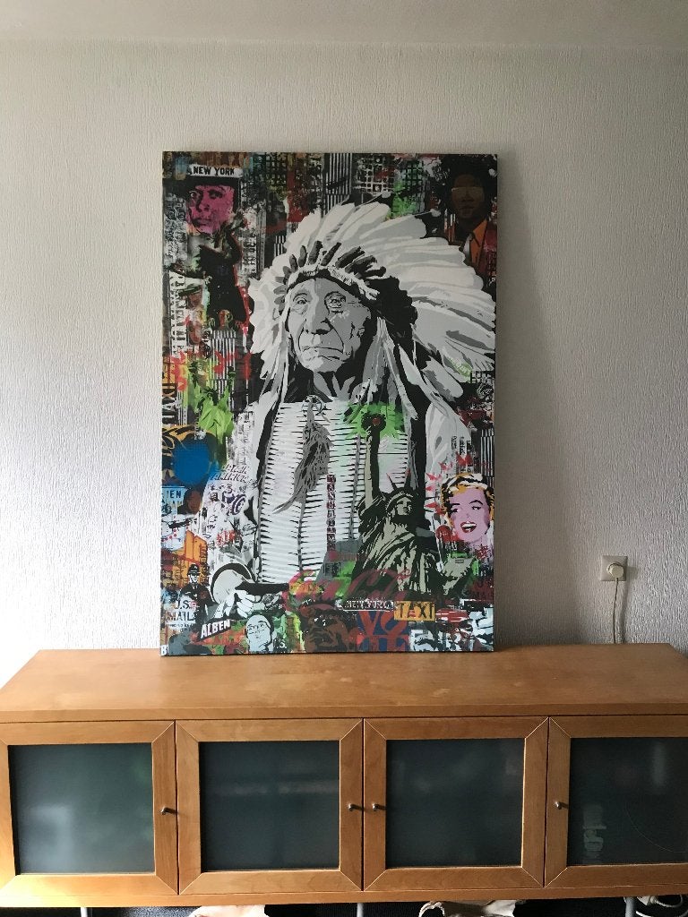 Albenfactory New York Indiaan USA canvas doek groot!!, Ophalen