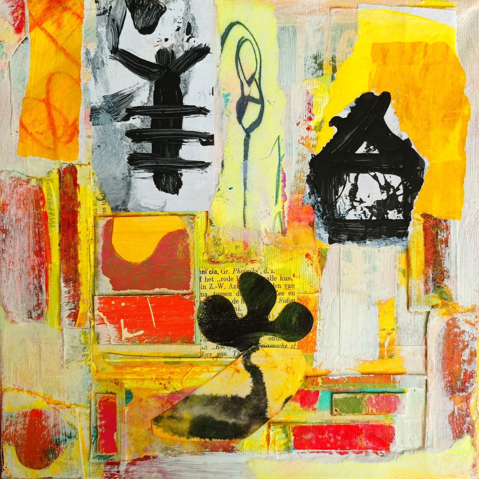 Abstract Mixed Media Kunstwerk (20x20) – SpeelseKunst, Ophalen of Verzenden
