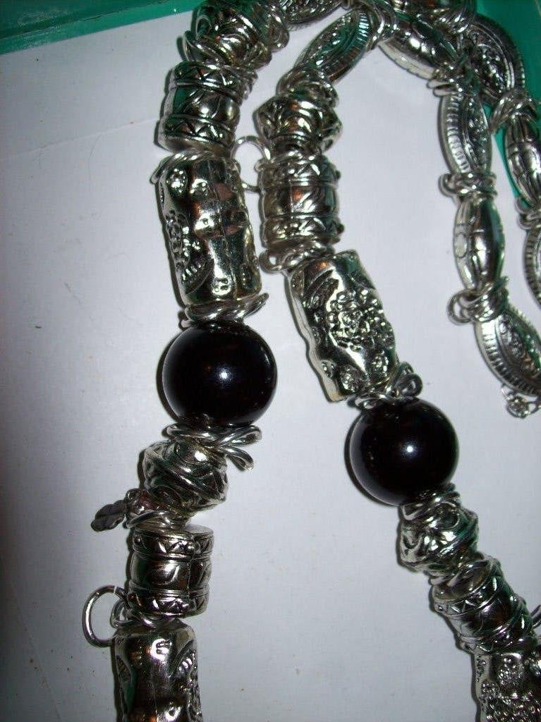 Ketting Zware Kwaliteit Zilvertint Metaal Zwarte steen, Sieraden, Tassen en Uiterlijk, Kettingen, Verzenden, Nieuw, Steen of Mineraal