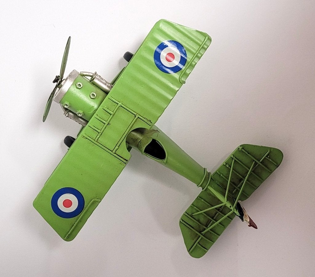 Biplane vliegtuig groen metalen miniatuur airplane model, Ophalen of Verzenden, Nieuw, Overige typen