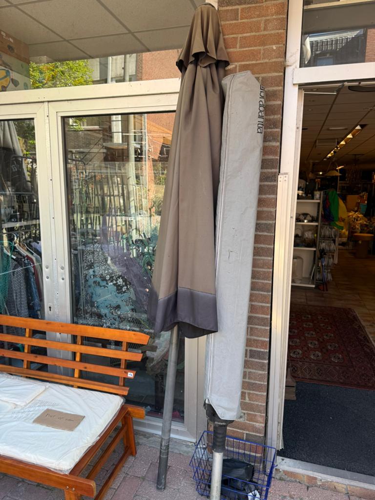 Antraciet parasol, Ophalen of Verzenden, Zo goed als nieuw, Stokparasol