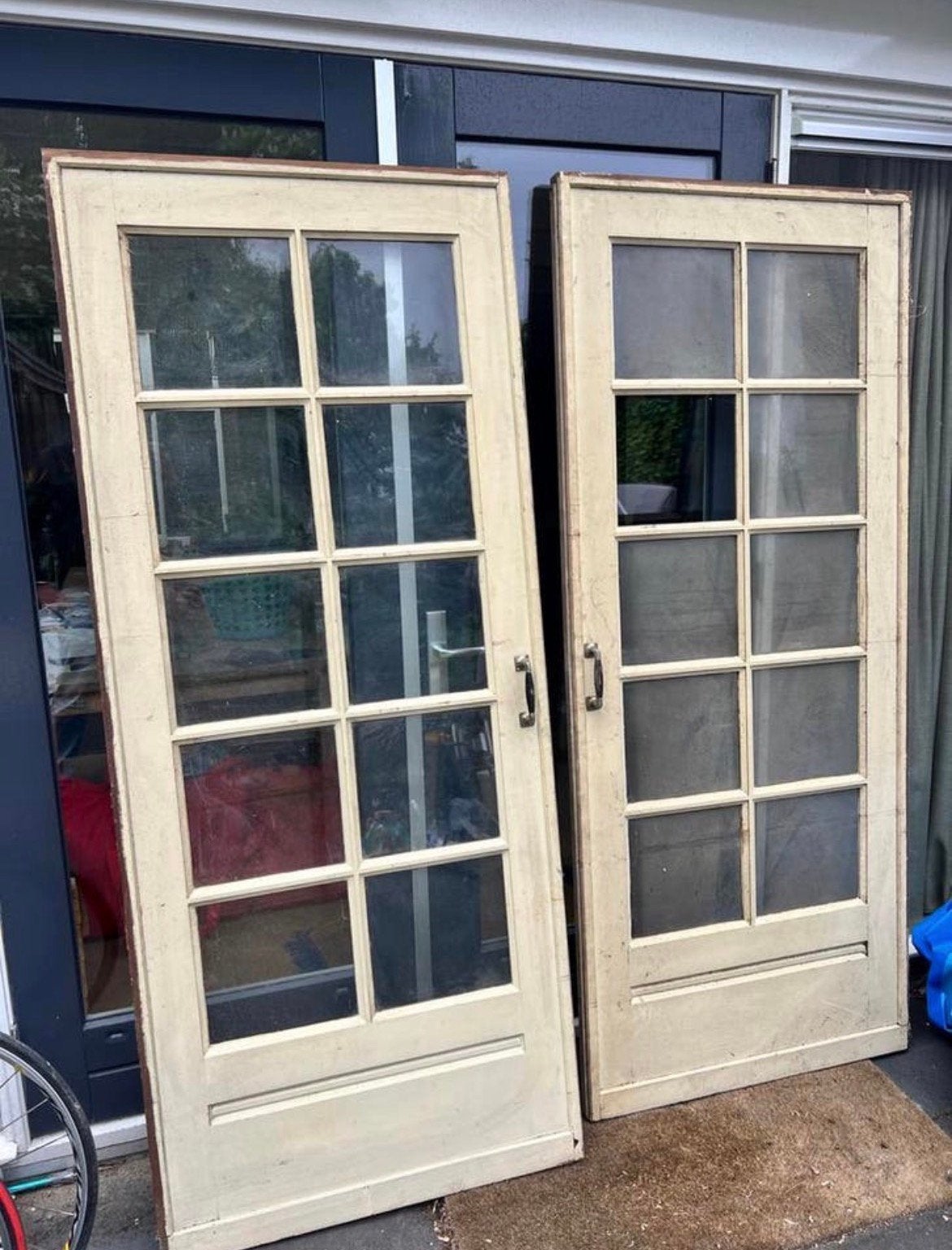 Authentieke jaren '30 ensuite schuifdeuren, Gebruikt, Binnendeur, Schuifdeur, 200 tot 215 cm