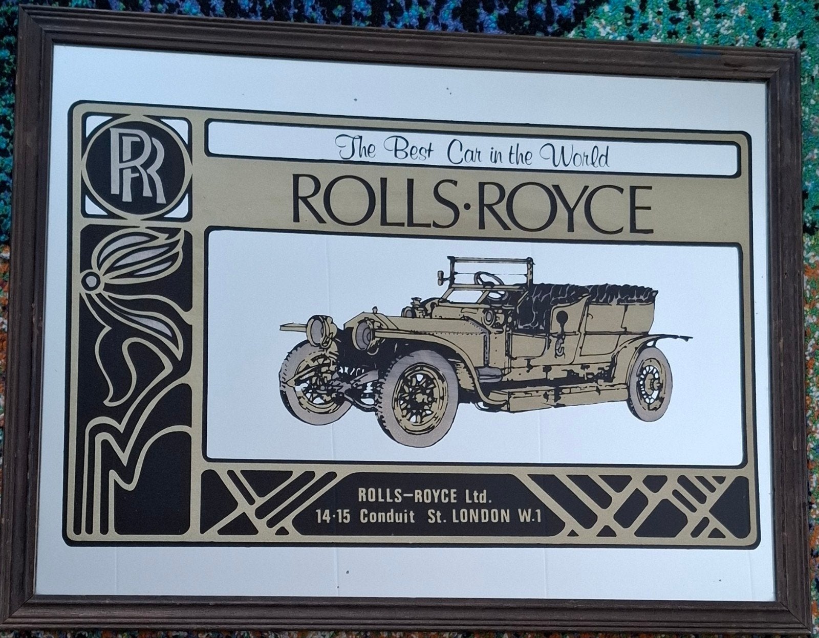 Vintage Rolls-Royce spiegel - "The Best Car in the World", Ophalen of Verzenden, Gebruikt, Auto's