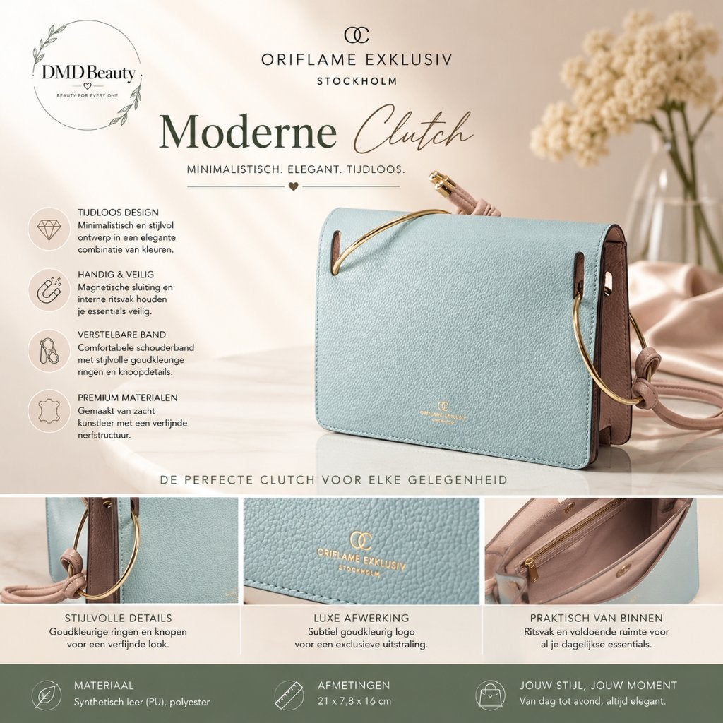 Zeegroene schoudertas, Oriflame, Ophalen of Verzenden, Zo goed als nieuw, Overige kleuren, Avondtasje