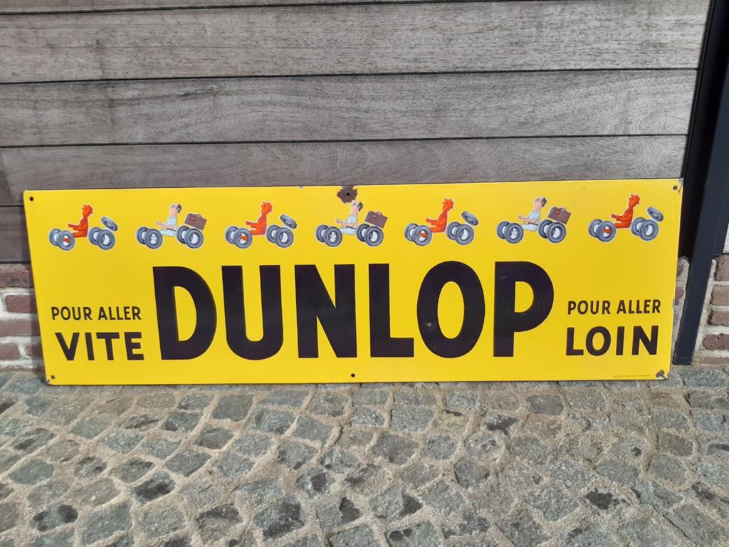 Oud emaille reclamebord Dunlop, Ophalen, Gebruikt, Reclamebord