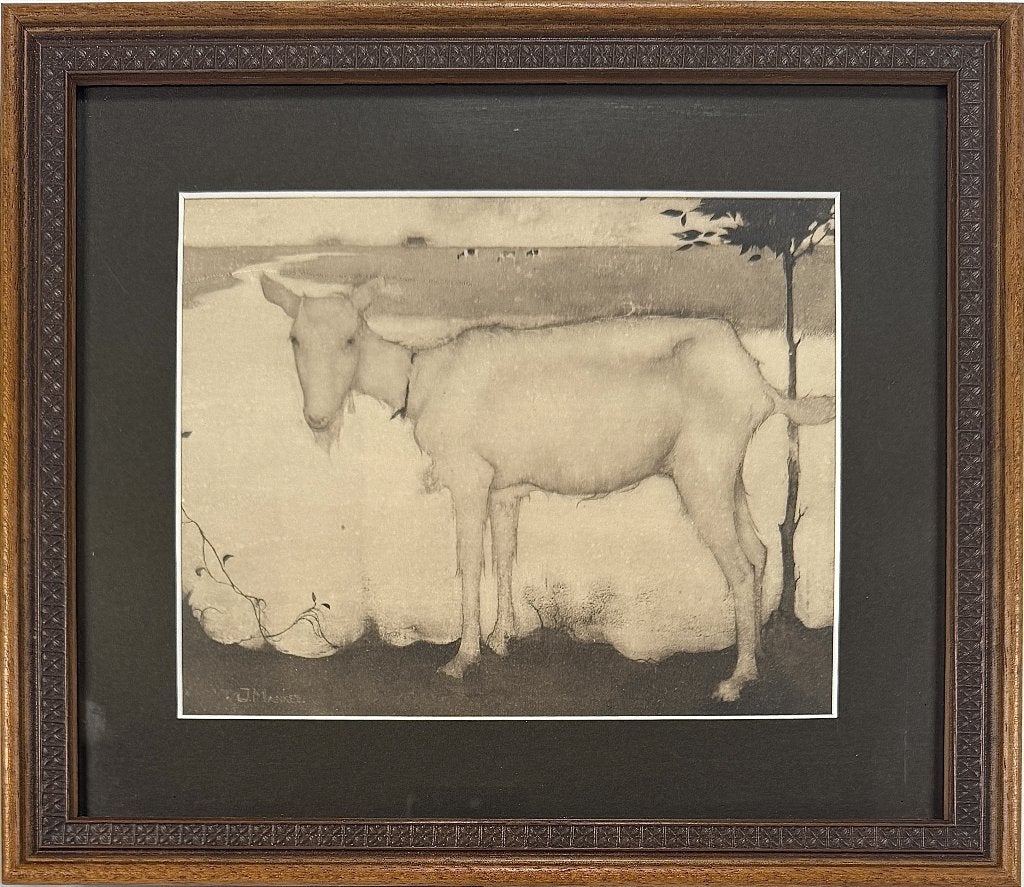 542. Heliogravure, Jan Mankes – "Oude geit bij meer", 1923, Antiek en Kunst, Ophalen of Verzenden
