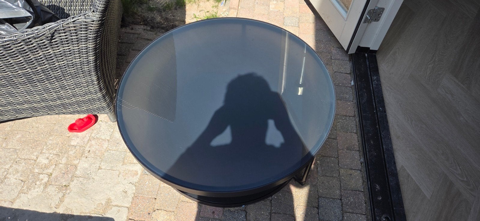 Ronde salontafel met glazen blad, Ophalen, Gebruikt, Rond, Glas
