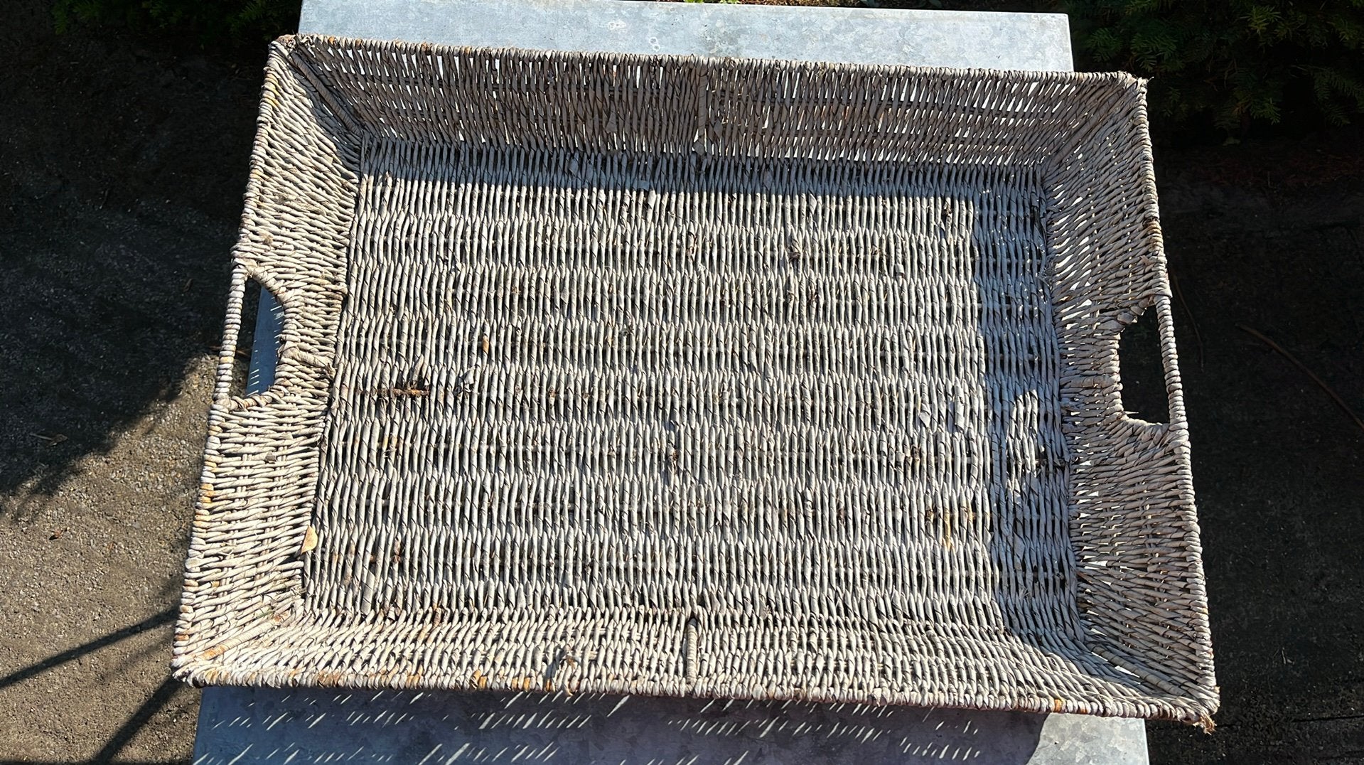 Rieten dienblad, Ophalen of Verzenden, Gebruikt, Rechthoekig, Overige materialen