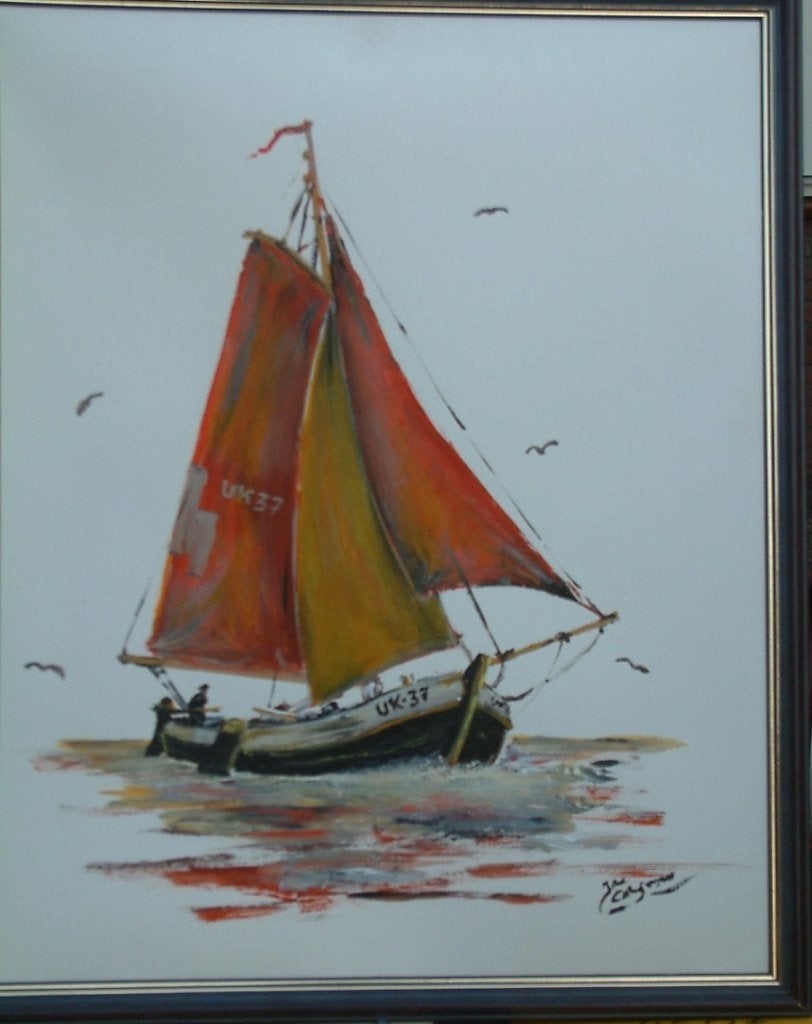 botter  oude visserij, Antiek en Kunst, Ophalen of Verzenden, Klassiek, Origineel werk, Papier