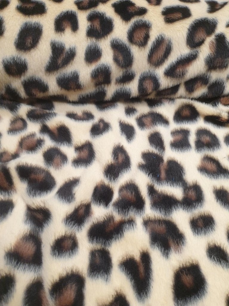 fur delux panter print ecru (11504), Overige materialen, 120 cm of meer, Beige, Nieuw