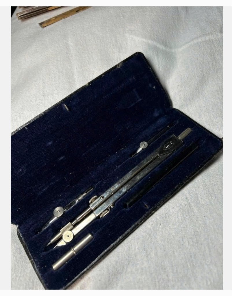 Technische school vintage passerdoos 18 cm originele doos, Gebruikt, Ophalen of Verzenden, X, X