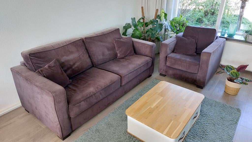 GRATIS complete zithoek,  2.5zits bank, stoel en hokker, Ophalen, Gebruikt, 125 cm of meer, 125 cm of meer