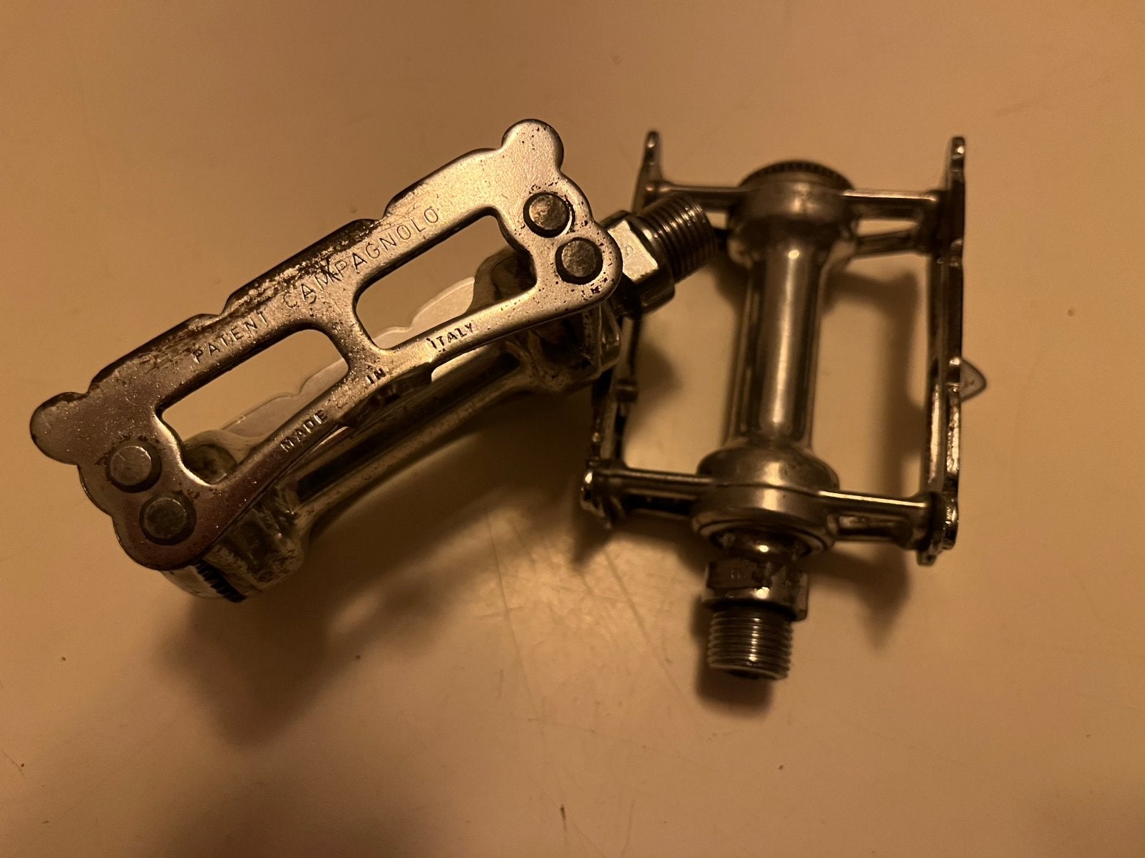 Campagnolo Record Pista track baanfiets pedalen, Crankstel of Pedalen, Gebruikt, Staal, Ophalen of Verzenden