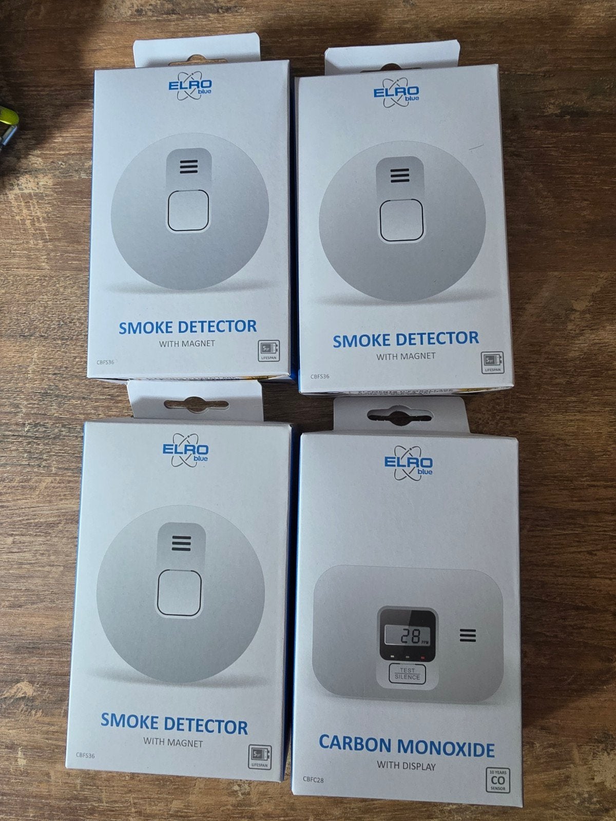 Elro 3x rookmelder 1x koolmonoxide melder, Ophalen, Nieuw, Detector, Sensor of Melder, Rook