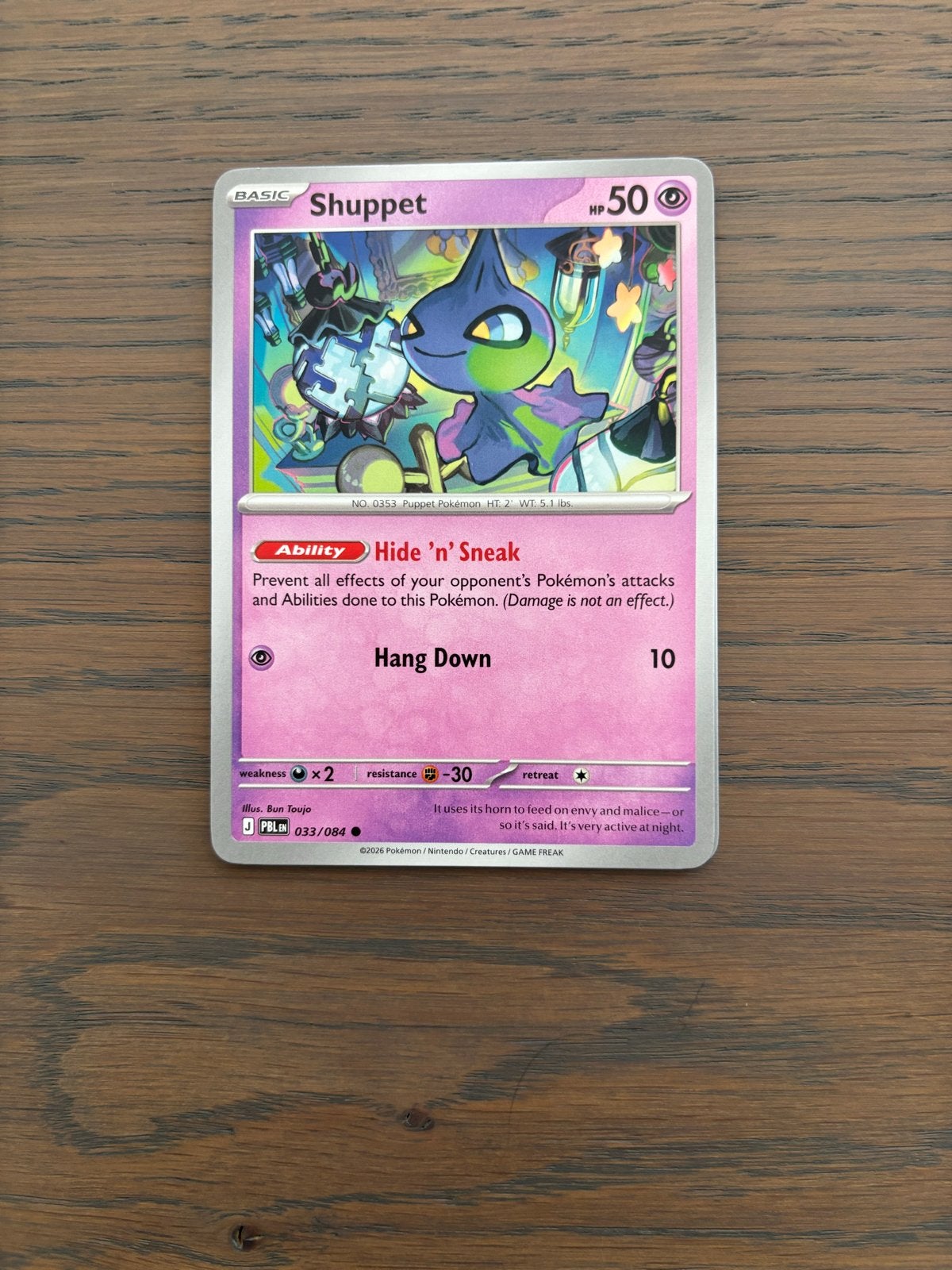 Pokémon Kaart Shuppet 033/084 PBLM, Ophalen of Verzenden, Nieuw, Losse kaart