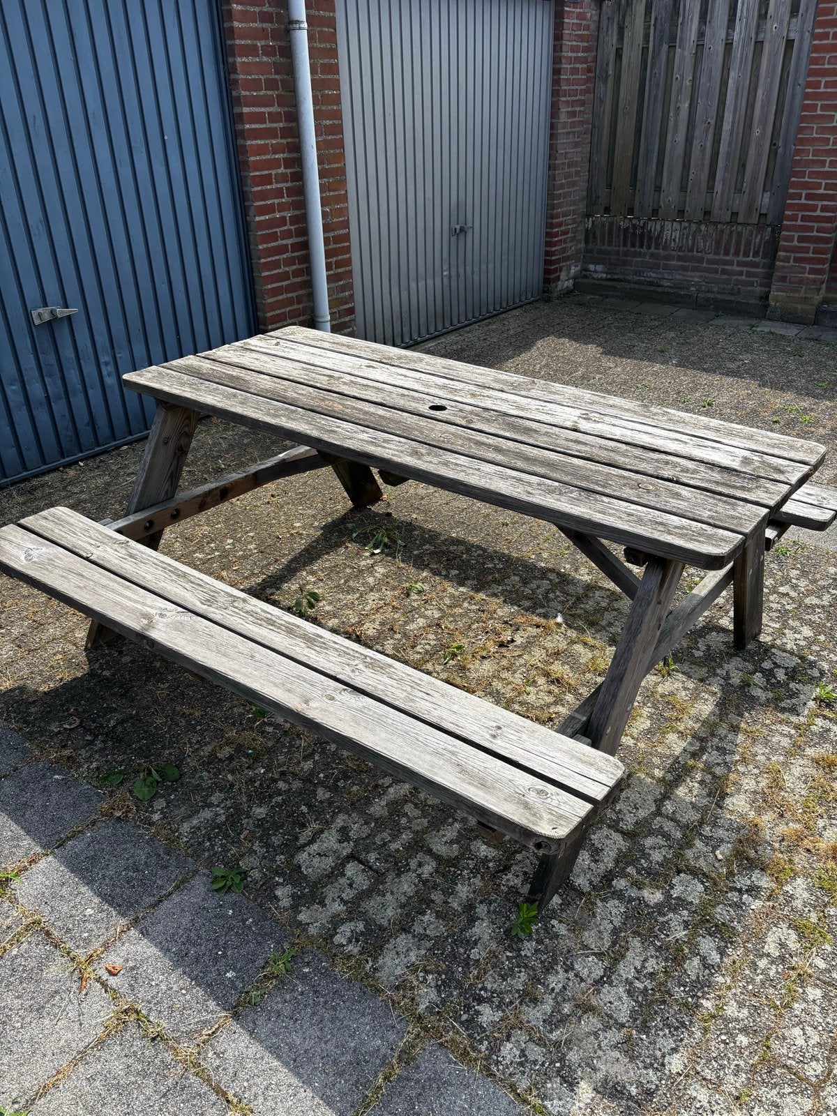 Houten picknicktafel, Ophalen, Gebruikt, Rechthoekig, Hout