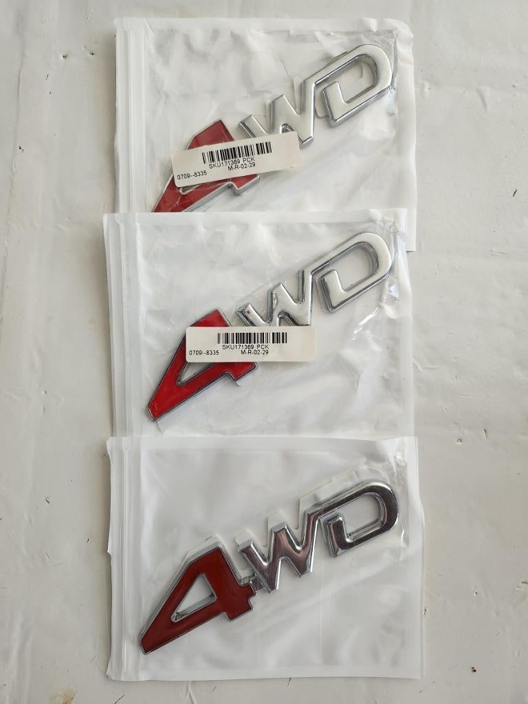 Set van 3 stuks 3D metalen “4WD” emblemen, Ophalen of Verzenden, Nieuw