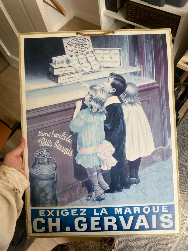 Vintage Ch. Gervais reclame poster, Ophalen, A1 t/m A3, Reclame, Rechthoekig Staand