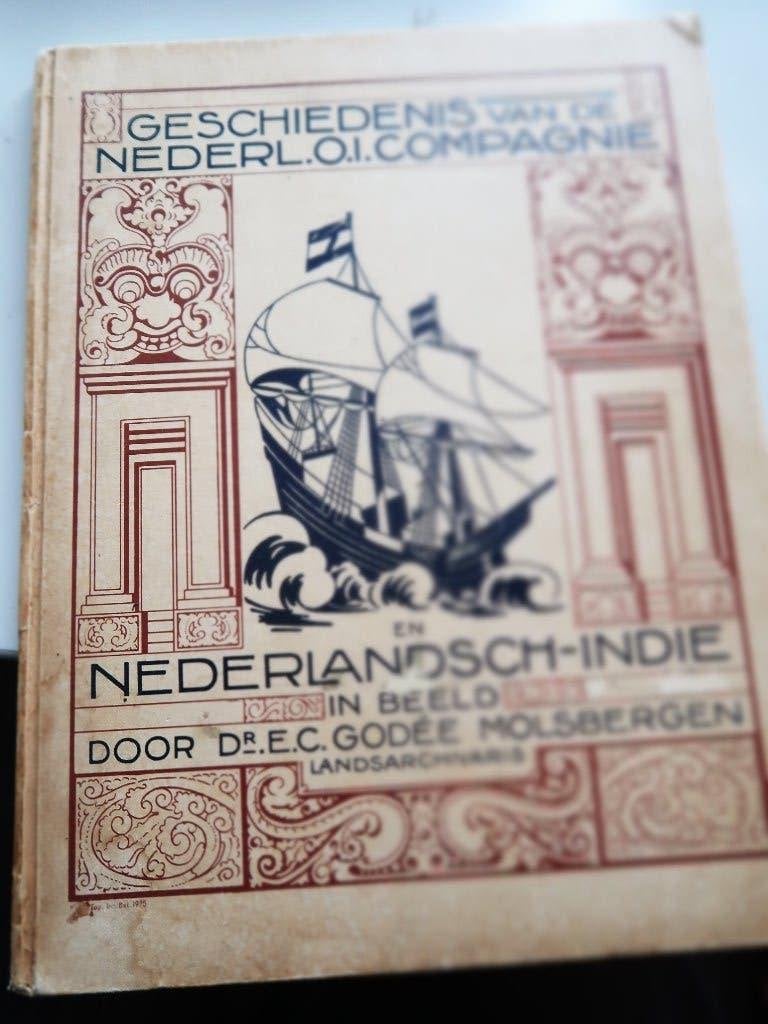 atlas-gesch. van Nederl.O.I.Compagnie/Nederl. Indie-1925,VOC, Gelezen, E.Godee Molsbergen, Ophalen of Verzenden, Landkaart