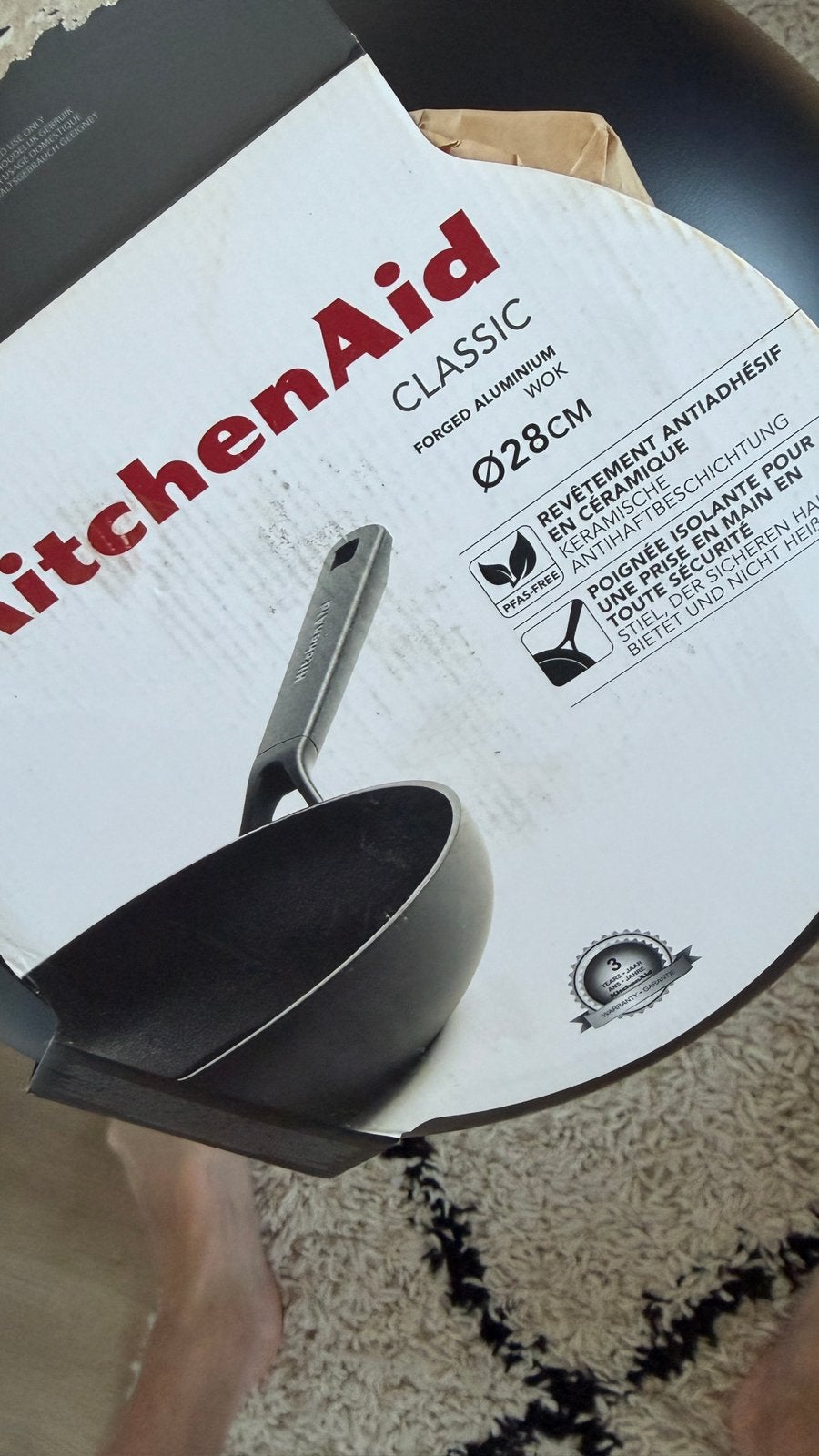 Wokpan KitchenAid 28cm, Huis en Inrichting, Keuken | Potten en Pannen, Ophalen, Zo goed als nieuw, Wok