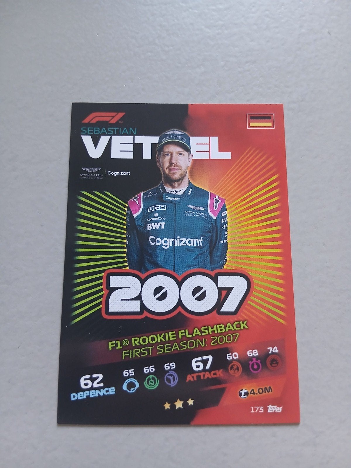 Topps Turbo Attax 2021 Sebastian Vettel F1 Rookie Flashback, Hobby en Vrije tijd, Ophalen of Verzenden, Zo goed als nieuw, Losse kaart