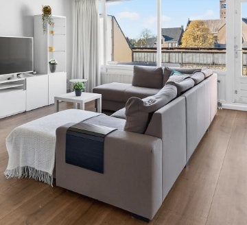 Pronto Wonen Grote Hoekbank / Loungebank – Grijs/Lichtpaars, Huis en Inrichting, Banken | Bankstellen, Ophalen, Gebruikt, Hoekbank