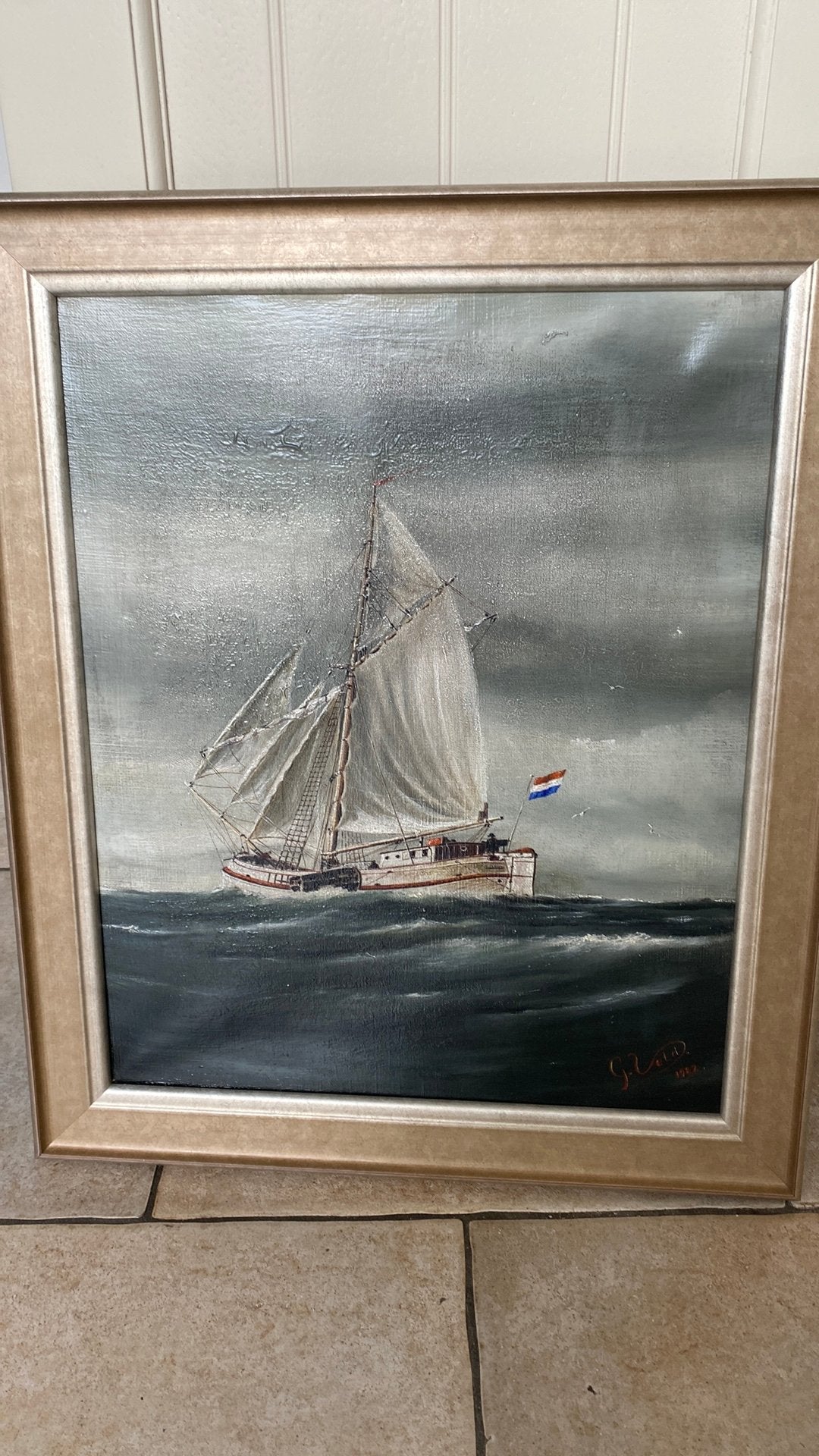 Nautisch schilderij olieverf, Antiek en Kunst, Ophalen of Verzenden