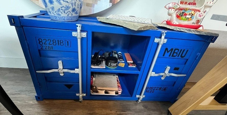 4 stuks industriële metalen kast 120 cm – zwart/blauw, Ophalen, Gebruikt, 100 tot 150 cm, Metaal