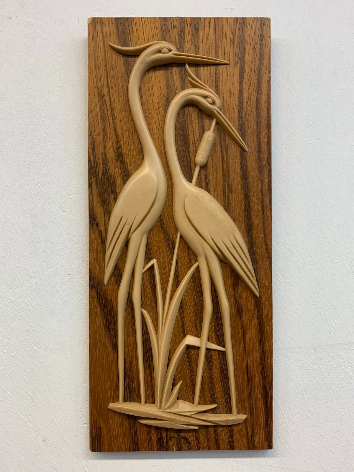 Vintage lijstje met afbeelding van kraanvogels, Minder dan 20 cm, Ophalen of Verzenden, Handgemaakt, Wanddecoratie
