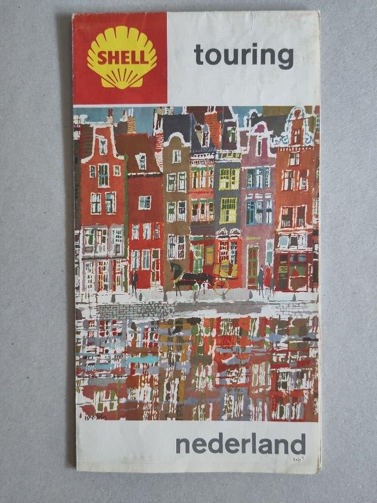 Wegenkaart Shell Touring Nederland 1964, Gelezen, Ophalen of Verzenden, Landkaart, 1800 tot 2000