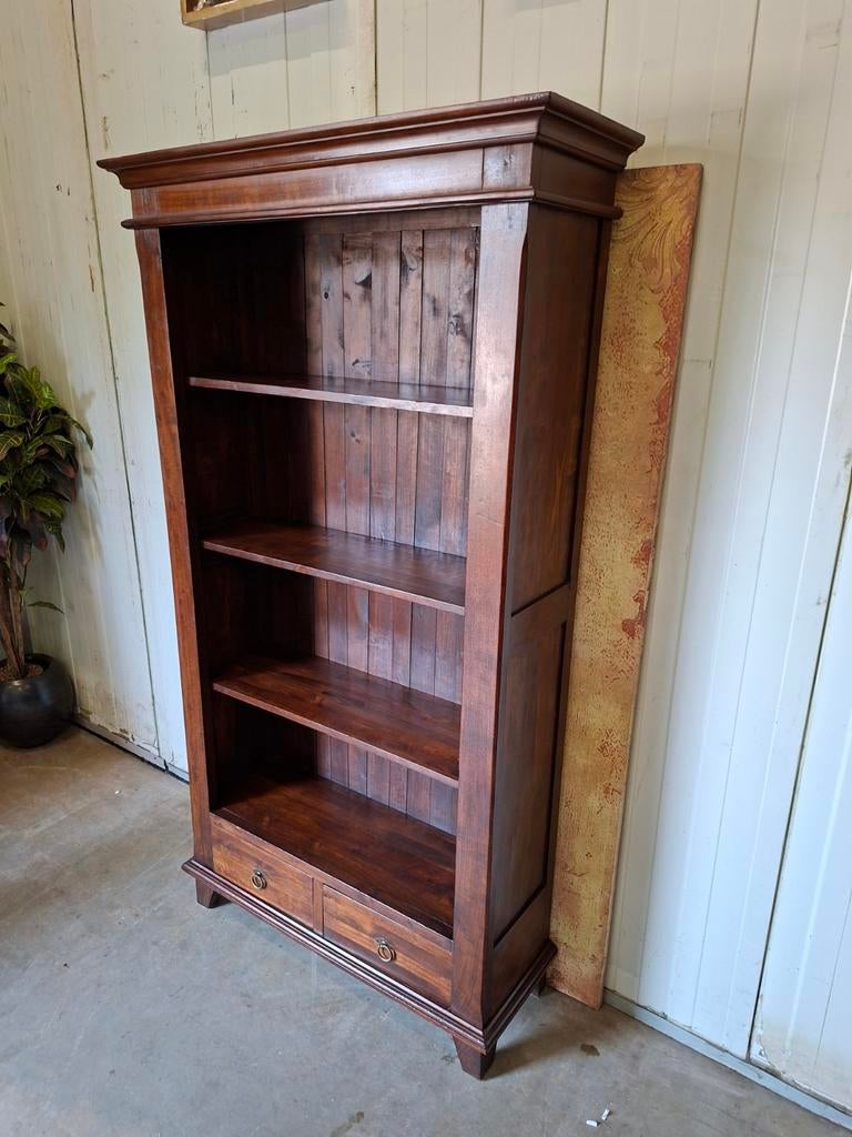 Klassieke boekenkast met 2 lades afm: 100x35cm en 185cm hoog, Ophalen of Verzenden, 25 tot 50 cm