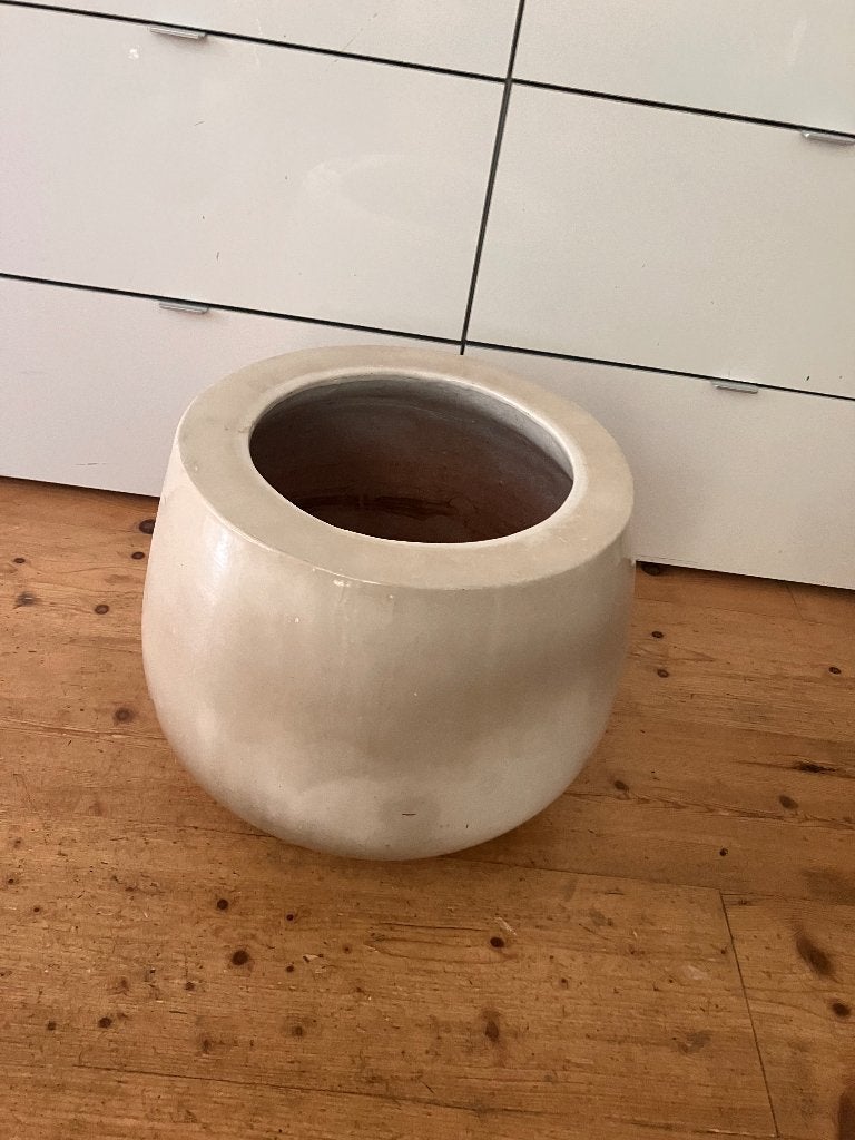 Grote Bloempot creme, Ophalen, Rond, Binnen, Zo goed als nieuw