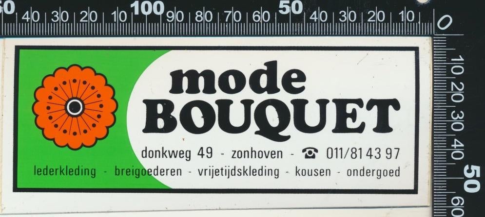 Sticker: Mode Bouquet - Zonhoven, Ophalen of Verzenden, Zo goed als nieuw, Bedrijf of Vereniging