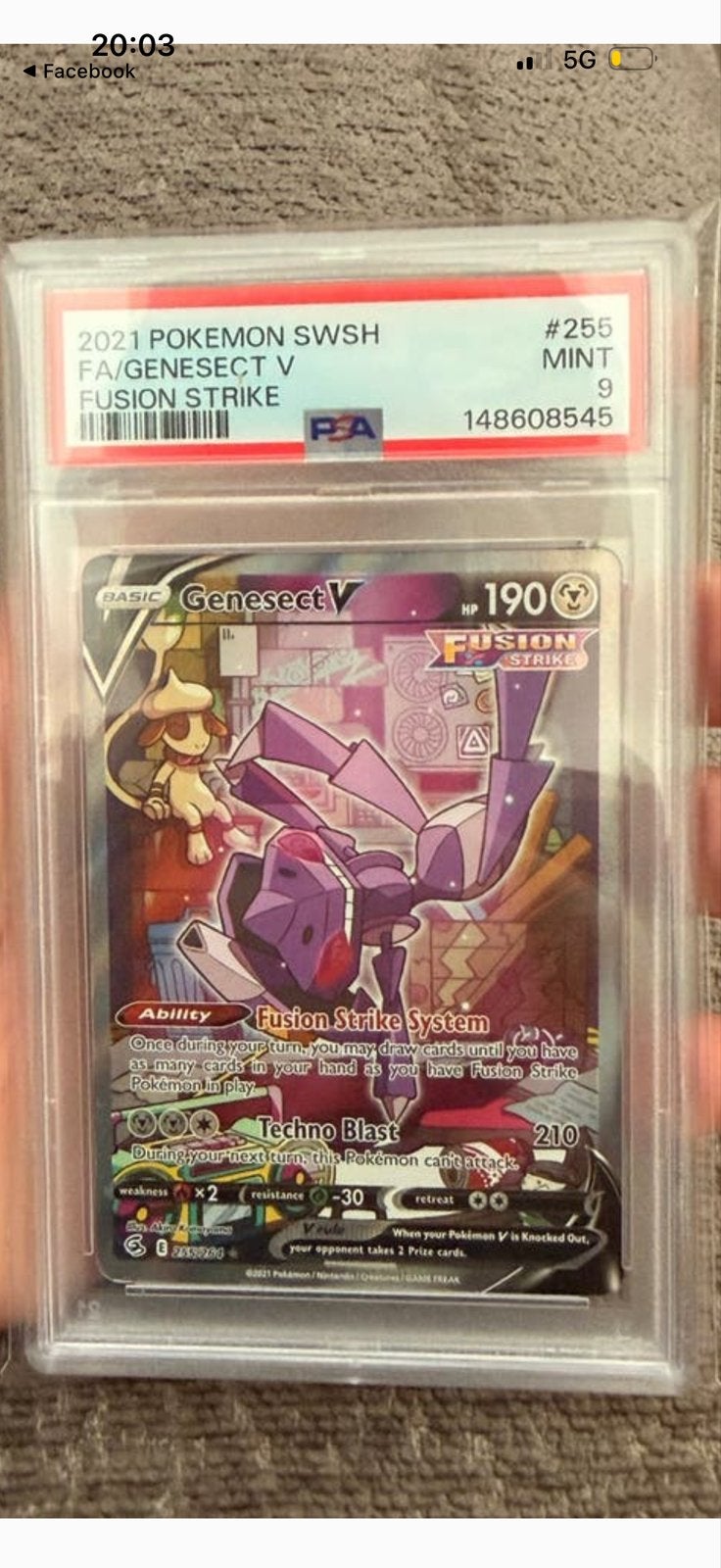 Pokémon Genesect V Fusion Strike PSA 9 MINT, Ophalen of Verzenden, Zo goed als nieuw, Losse kaart