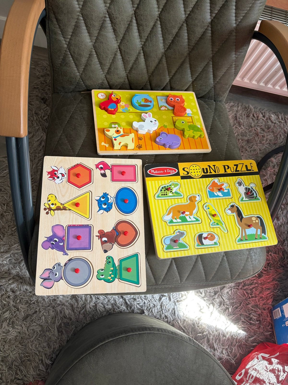 Houten Dieren Puzzels - Set van 3, Ophalen, 2 tot 4 jaar, Gebruikt, 10 tot 50 stukjes