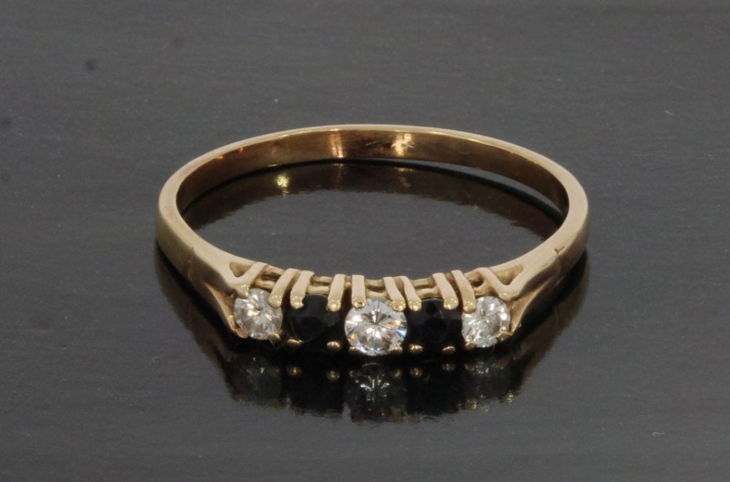Saffier diamanten fraaie 14k gouden rij ring alliance dames, Voordeelsieraden, 20 of groter, Verzenden, Zo goed als nieuw