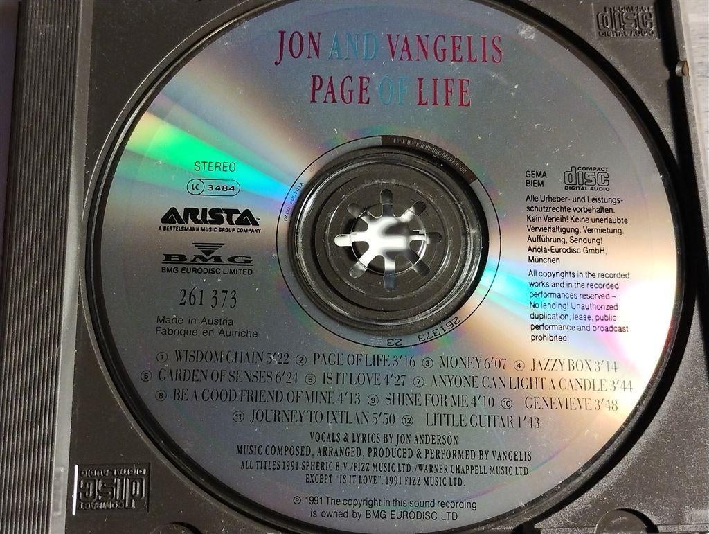 Jon And Vangelis - Page Of Life., Ophalen of Verzenden, Zo goed als nieuw