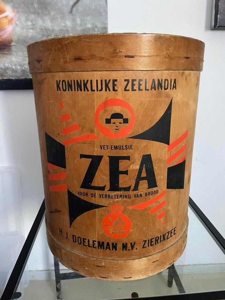 Houten ton Zeelandia, antiek, Verzamelen, Blikken, Ophalen of Verzenden, Gebruikt, Overige, Overige merken