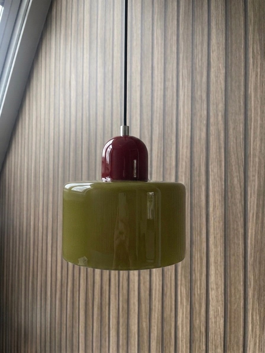 Hanglamp “Bauhaus” groen, Huis en Inrichting, Lampen | Hanglampen, Bauhaus, Ophalen of Verzenden, Zo goed als nieuw, Glas