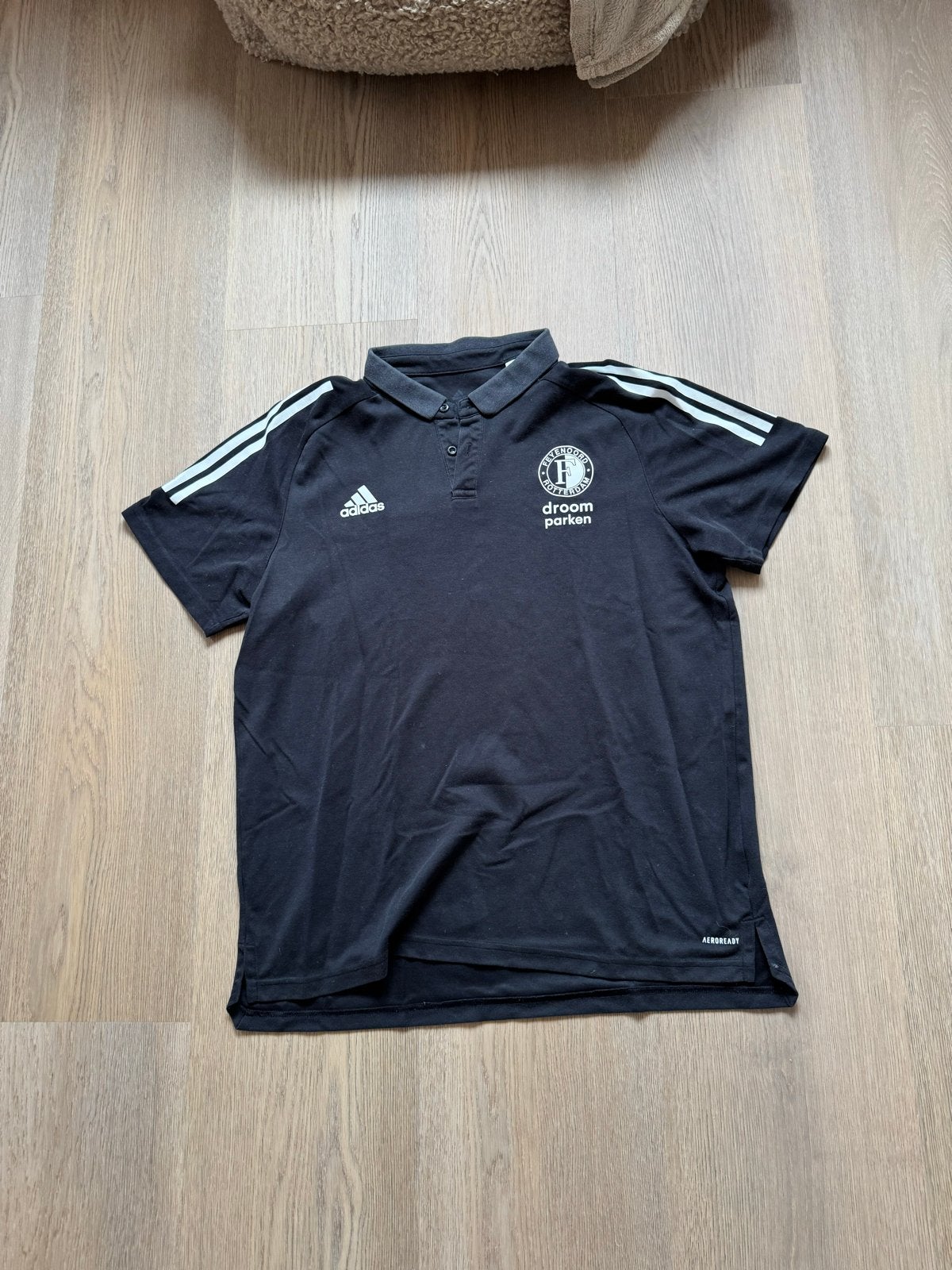 Adidas Feyenoord Polo Zwart Maat XL, Kleding | Heren, Ophalen of Verzenden, Gedragen, Maat 56/58 (XL), Zwart