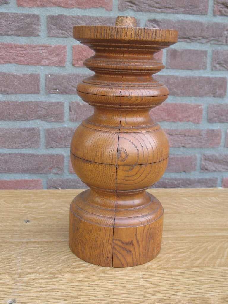 Eikenhouten kandelaar, Bruin, 34 cm, Nieuw, Ophalen of Verzenden