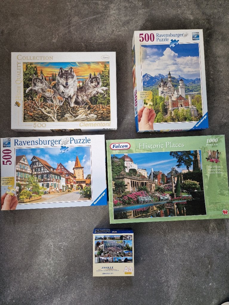 Diverse puzzels: Ravensburger, Clementoni, Falcon, Ophalen of Verzenden, 500 t/m 1500 stukjes, Zo goed als nieuw, Legpuzzel