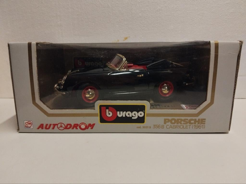 Porsche 356 cabriolet zwart gold 1961 Bburago metal 1:18 KRD, Ophalen of Verzenden, Zo goed als nieuw, Auto, Overige merken