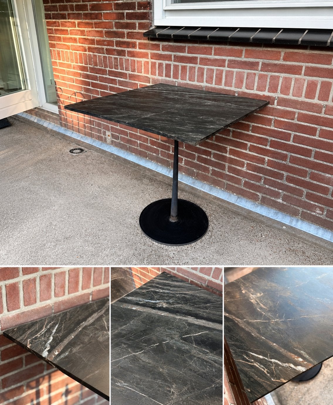 Tuintafel 70x70 cm, marmeren blad, Tuin en Terras, Ophalen, Zo goed als nieuw, Vierkant, Overige materialen